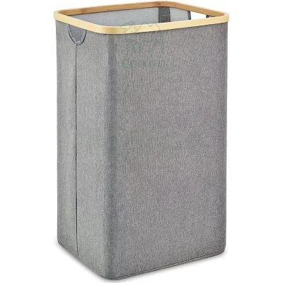 X-Large Storage Foldable Laundry Basket With Bamboo Handles Collapsible Laundry Hamper for Storage Clothes
