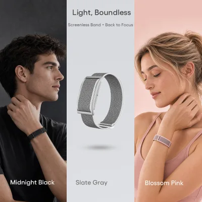 LC116 Unisex Screenless Smart Band 10-Day Battery Life Stress Management Sleep Monitoring Sports Tracking Heart Video Call NFC
