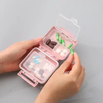 Portable Double-layer Six-compartment PP Straw Pill Box Airtight Moisture-proof Morning Noon Night; Medication Storage Compact