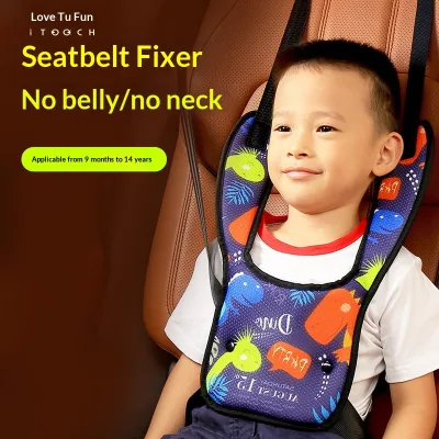 Car-mounted Five-point Child Safety Belt Adjuster Fixator Cartoon Design for OLIVER Cars; Anti-strangulation Belly-protection