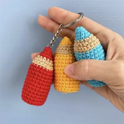 Lovely Handmade Crocheted Keychain Crochet Pencil School Ornaments Crochet Pencil Keychain for School Gift