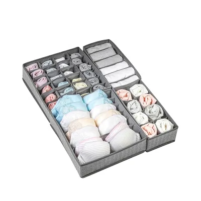 Factory Price Non-Woven Bra and Socks Organizer Folding 4 Piece Clothing Underwear Storage Box