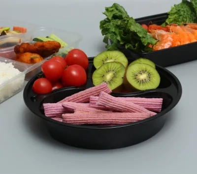 Microwave Can Take Away Disposable Food Preparation Container Round 3 Compartments
