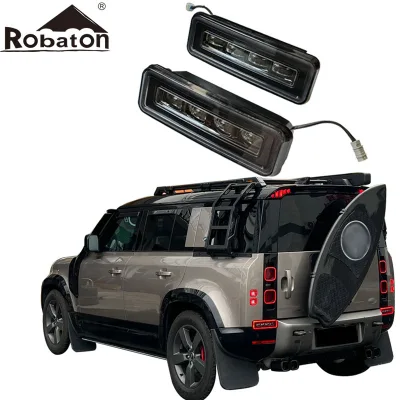 Black LED Rear Bumper Reflector Brake Stop Lamp Turn Signal Reverse Light Side Trim Cover Vent for Defender 2020 Car Accessories