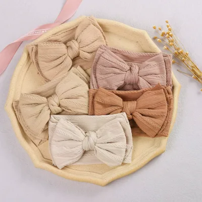 New European and American Style Children'S Headband Solid Color Comfortable Bow Headband Parent-Child Headband