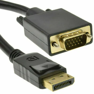 1.8M Displayport to VGA Cable Black Gold Plated Standard DP Male to VGA Male DP to VGA Cable Adapter Wire