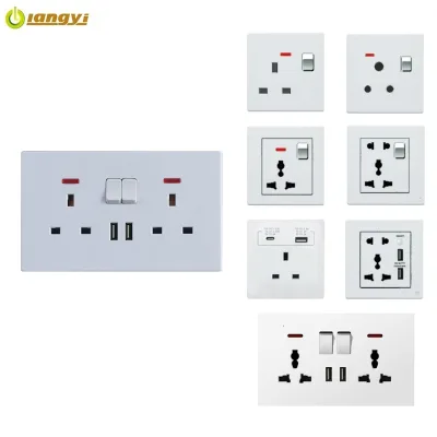 I7 Series UK 2 USB a Charging Port Double 13A Single Pole Switched Socket with 2USB