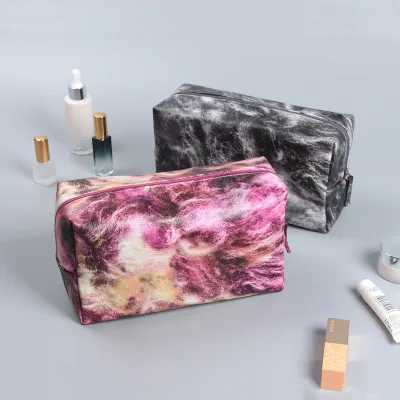 New Summer Fashion Unisex Large Travel Cosmetic Bag Marble Color High Capacity Korean Pu Leather Zipper Closure BEARKY