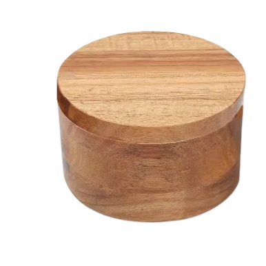 Acacia Wooden Salt Jar, Salt Shaker with Magnetic Swivel Lid