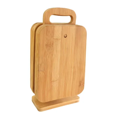 Factory Wholesale Organic Bamboo Serving Cheese Cutting Board Set With Holder
