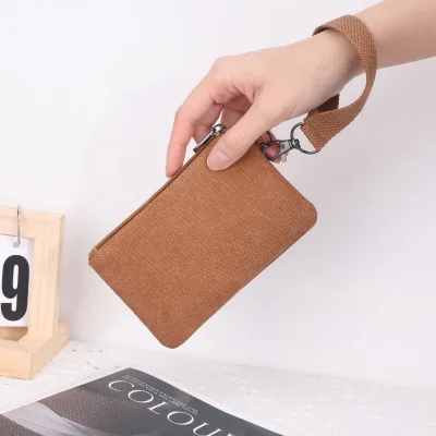 Custom LOGO 2026 New Washed Canvas Coin Purse Clutch Bag Small Wallet Coin Key Card Holder Hand-held Small Carry-All Bag