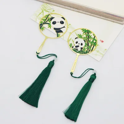 Souvenir Gifts Traditional Chinese Design Panda Bookmark Custom Metal Cute Bookmark with Tassel