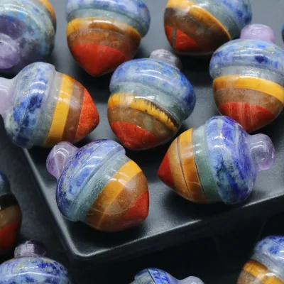 24x18mm Chakra Carved Acorn Hazelnut Natural Gemstone Mini Pine Cones Crystal Figurine