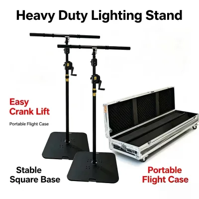 Heavy Duty Aluminum Alloy Square Crank Lighting Stand Portable DJ Stage Lift System 80KG Load Capacity 4.2m Height