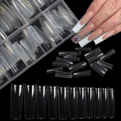 550pcs /box ABS Clear Natural Coffin Stiletto Almond Round False Nail Tips Square French Soft Gel-X Nail Tips