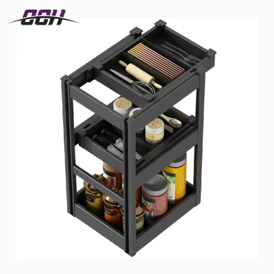 Hot Black Multi-functional Cabinet Accessories Soft  Drawer Seasoning Basket Kitchen Cabinet Seasoning Pull Basket