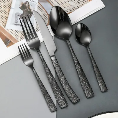 Elegant 304 Cubiertos Stainless Steel Dining Silverware Flatware Cutlery Serving Set-Spoon Fork Knife for Wedding