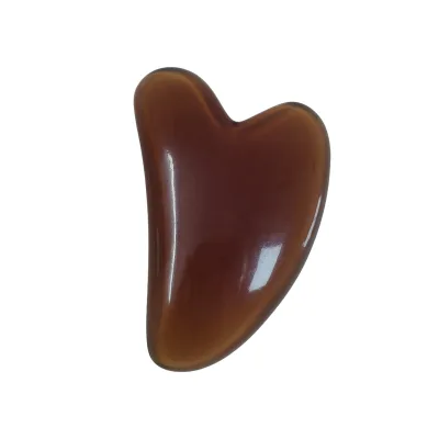 Glossy Tea-Color Resin Gua Sha Board, Heart Design Skin Care Scraper for Relaxation