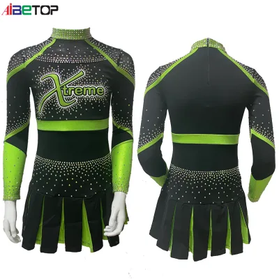 Factory Low Price Cheerleader Uniform Outfit Neon Green Cheerleading Costume Fun Varsity Cheerleading Uniforms