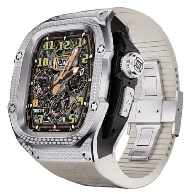 Stainless steel bling watch case 316L stainless steel bling watch case for Apple Watch ultra 1/2 49mm with silicone watchband
