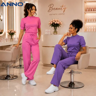 ANNO 90% Polyester 10% Spandex 4-Way Stretch Scrubs & Arch Support CE Medical Shoes for Aesthetic Clinic All Day Comfort