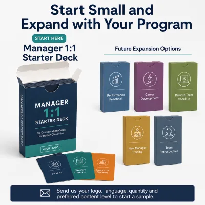 Custom Employee Engagement Conversation Card Deck for Manager 1:1 Meetings Onboarding Team Building and Leadership Training