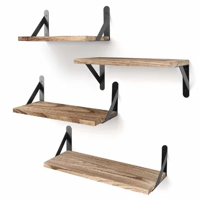 Eco-Friendly Single Tier Wood Functional Shelf Wall Mounted Home Organizer for Living Room Storage Holder