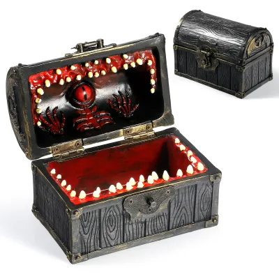 Mimic Chest Dice Storage Box Holds up to 35 DND Dice or 5 Polyhedral Dice Sets Gifts Dungeons & Dragons Gaming Holder Vault Case