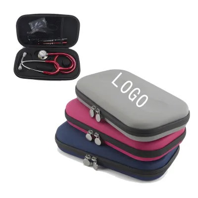 Portable Lightweight Shockproof EVA Stethoscope Protector Waterproof Mesh Pocket Storage Bag Zipper Closure Medical Organizer