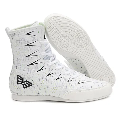 Custom Professional High-top Leather Boots Boxing Shoes Breathable Elastic Band Closure for Men Women