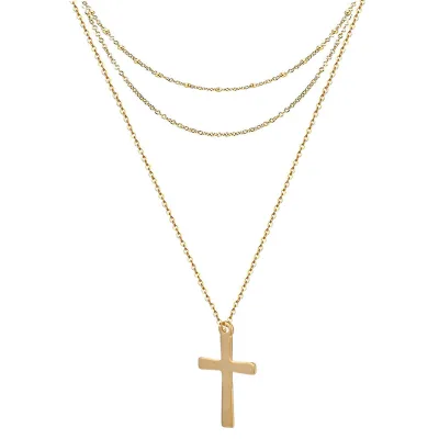 Fashion Stainless Steel Cross Pendant Necklace for Women Link Chain Charm Necklace Cool Girls Punk Hip Hop Jewelry Gift