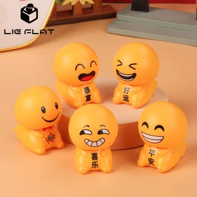 2Inch Solar Powered ABS Bobble Head Car Dashboard Decor Smile Face Swing Auto Ornament