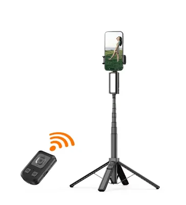 CL19 Selfie Stick with Face Tracking Gesture Recognition Aluminum Alloy Gold Pull Rod Quadpod Rotating Handle Mini Selfie Stick