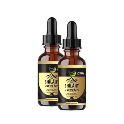 Shilajit Liquid Drops 1000mg 30ml Himalayan Shilajit 40% Fulvic Acid 85+ Trace Minerals Energy Immune Support Factory OEM Custom