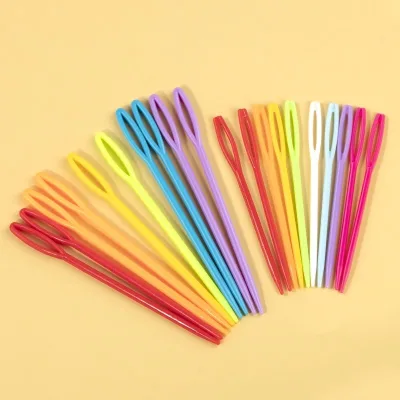 Colorful Large Eye Plastic Sewing Needles Safety Plastic Lacing Needles for Crafts