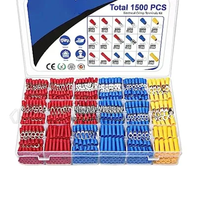 T157 1500pcs Wire Connectors Insulated Electrical Wire Terminals Wire Crimp Connector Ring Fork Spade Butt Connector Kit