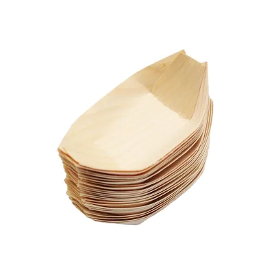 Food Grade Wooden Boa Natural Poplart Disposable Wooden Sushi Boat with Various Sizes