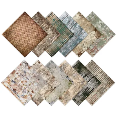 12PCS/Set Vintage Paper Scrapbook Paper Pads Journal Scrapbooking Supplies Printing for Junk Single-Sided Cardstock Paper