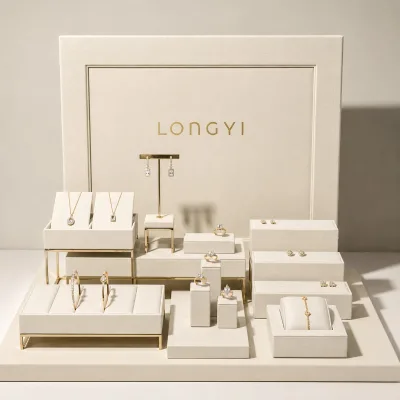Neutral Multi Tone Jewelry Display Set With Integrated Metal for Diamond Jewelry Fair Boutique Window Display Props