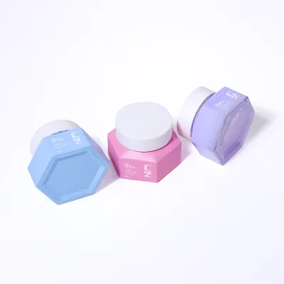 30g Refillable Hexagon Luxury Glass Cosmetic Jars With Plastic Screw Round Lid Face Cream Containers