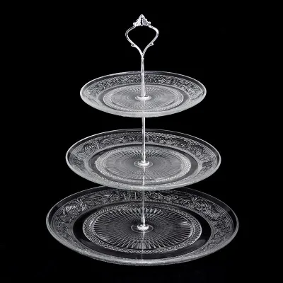 3-Tiered Serving Stand (Glass) Beautiful, Elegant Dishware Serve Snacks, Appetizers, Candies Durable, Reusable Party or Holiday