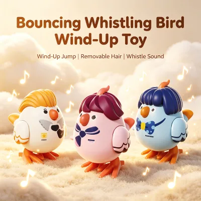 Hot Sale Kids Wind up Bouncing Whistle Bird Assorted Colors Chain Driven Moving Plastic Clockwork Educational Stress Relief Toys