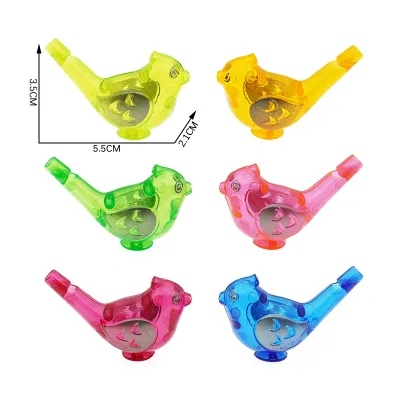 Factory Direct Sale Transparent Voice-changing Waterbird Whistle PS Printed Bird Whistle Plastic Promotional Kids Candy Gift Toy