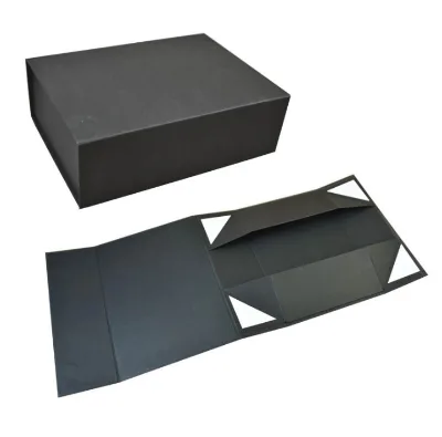 2021 Luxury Black Paper Box Folding Packaging Box With Double Sides Stickers