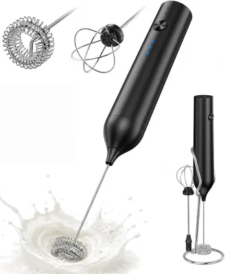 Replaceable Head Multi-Function Electric Milk Frother Handheld USB Rechargeable Coffee Foam Maker for Daily Drinks