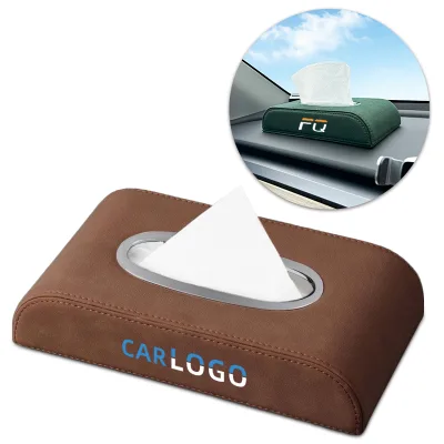 Hot Sales Customizable Logo Leather Auto Car Tissue Storage Box with Rectangle Design High Quality Universal Use