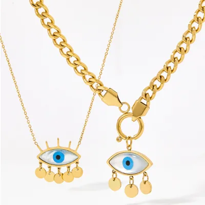 Hip Hop Street Design Cuban Link Chain Drip Oil Devil's Deye Evil Eyes Necklace