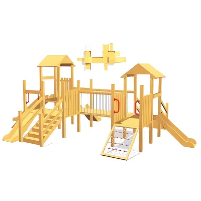 Custom Wooden Play Slide Wooden Climbing Fitness Indoor Outdoor Children's Playground Wood Outdoor Playground Equipment