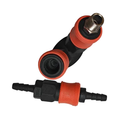 1/4 Inch Pneumatic Quick Release Coupling with Red Guard Air Hose Barb Fitting Connector| Durable Steel for Garage Workshop