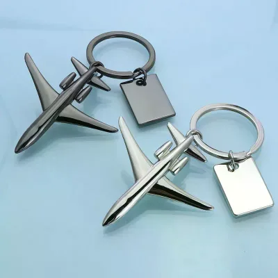 Creative Custom 3D Model Airplane Keychain Aviation Gift Pendant Engraved Promotional Souvenir